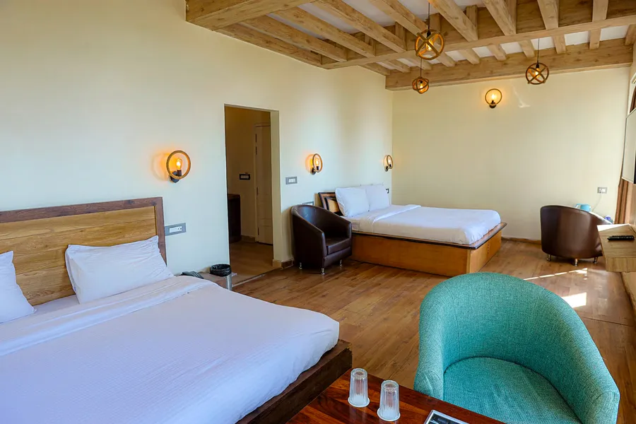 Family Twin Orchard Room ground floor ease with twin double beds near Nainital